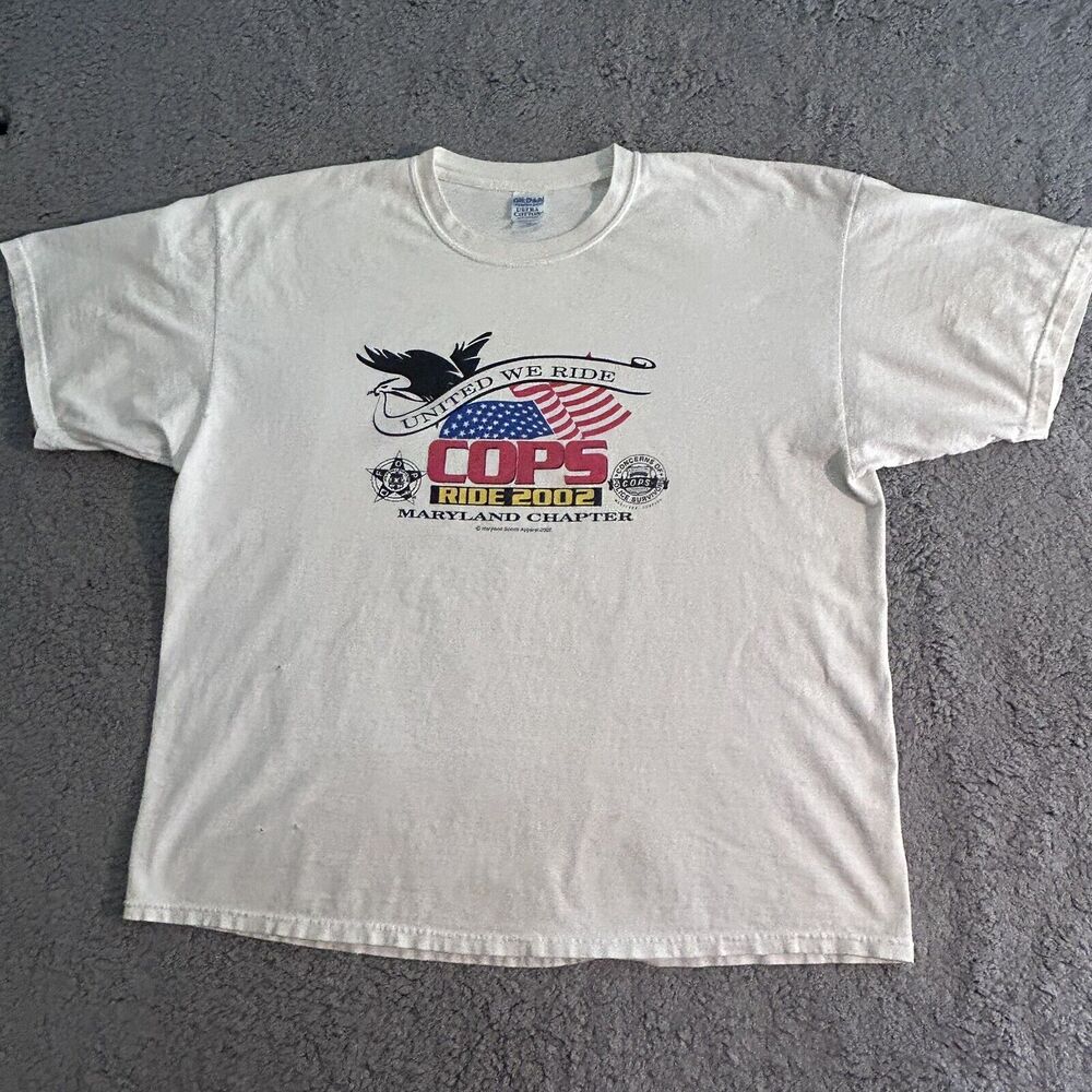 Vintage United We Ride Maryland FOP Men’s Size 2XL Tee Y2K Biker Distressed